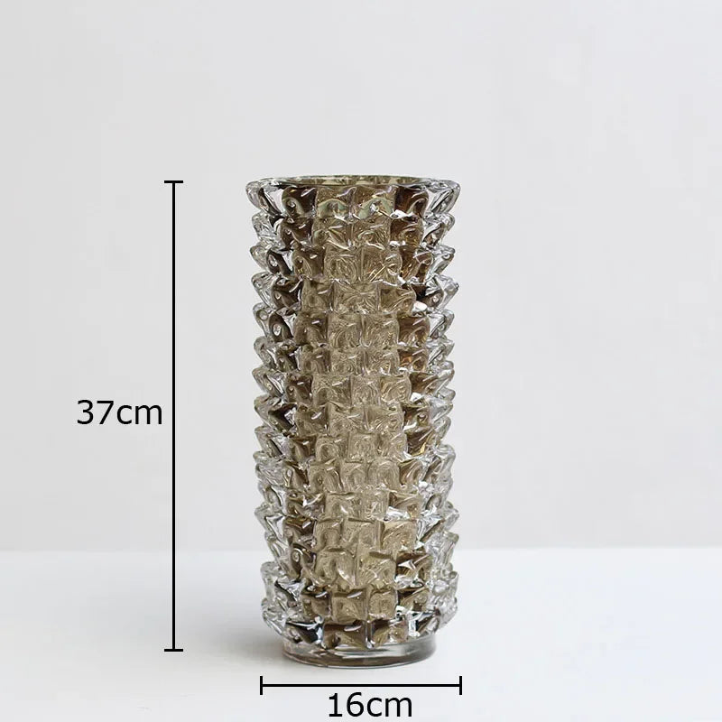 Creative Transparent Wrinkle Glass Vase Desk Decoration Flower Arrangement Hydroponics Flower Pots Floral Vases Modern Decor